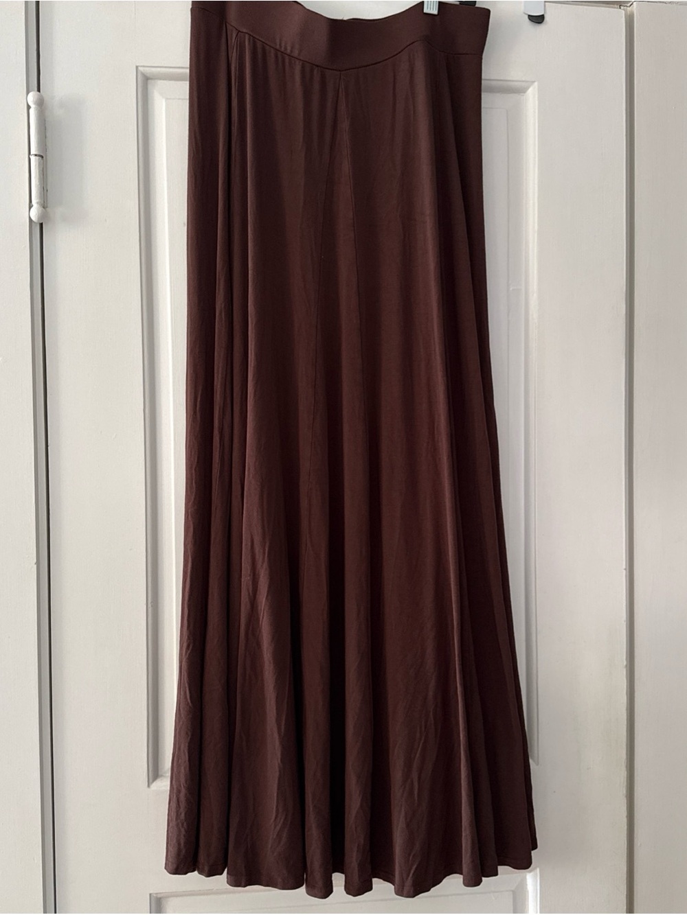 Soft Surroundings Brown Maxi Skirt - Elegant Flowing A-Line. Lined